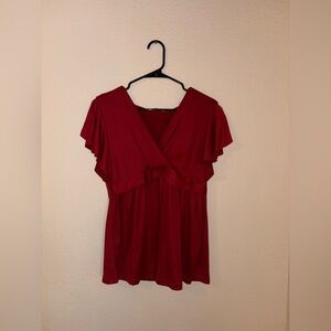 Chic Red V-Neck Women's Blouse